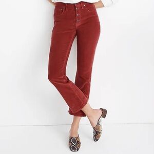Madewell Cali Demi-Boot Jeans in Corduroy: ButtonFront Edition Canterbury Red 25